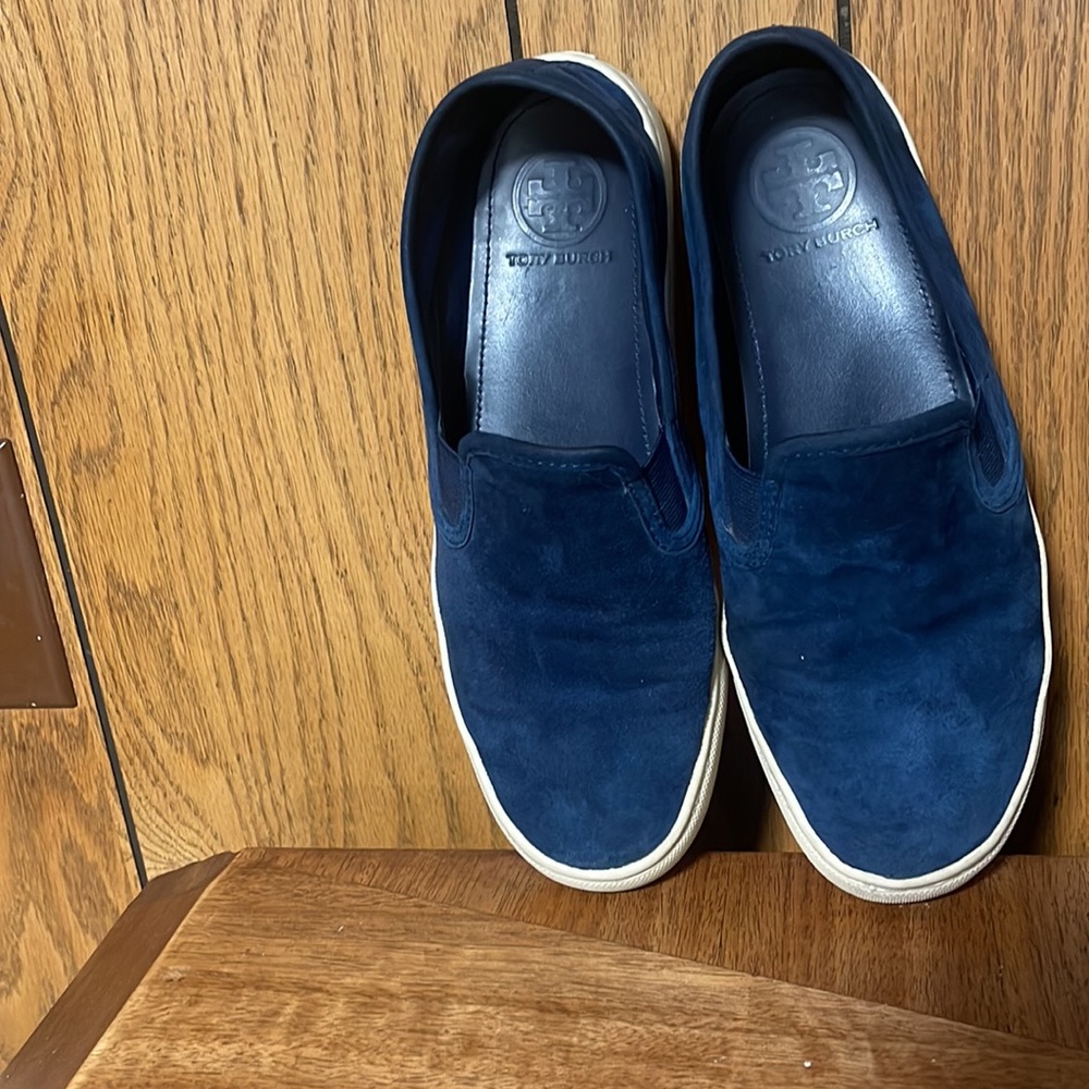Tory Burch" Max Suede Slip On Sneakers Shoes Navy